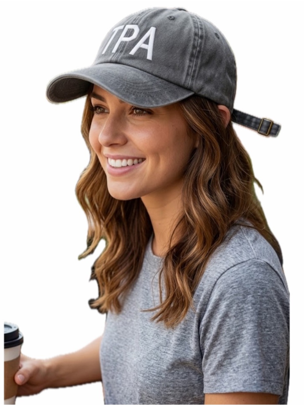 UNISEX TPA DISTRESSED EMBROIDERED DENIM ADJUSTABLE BALL CAP NWOT